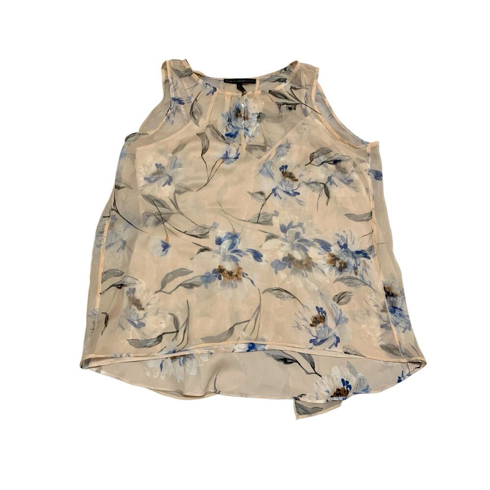 White House/Black Market - Peach & Blue Floral‎ Reversible Cami W Sheer Cover 12